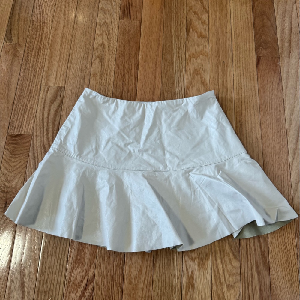 White Faux Leather Skirt